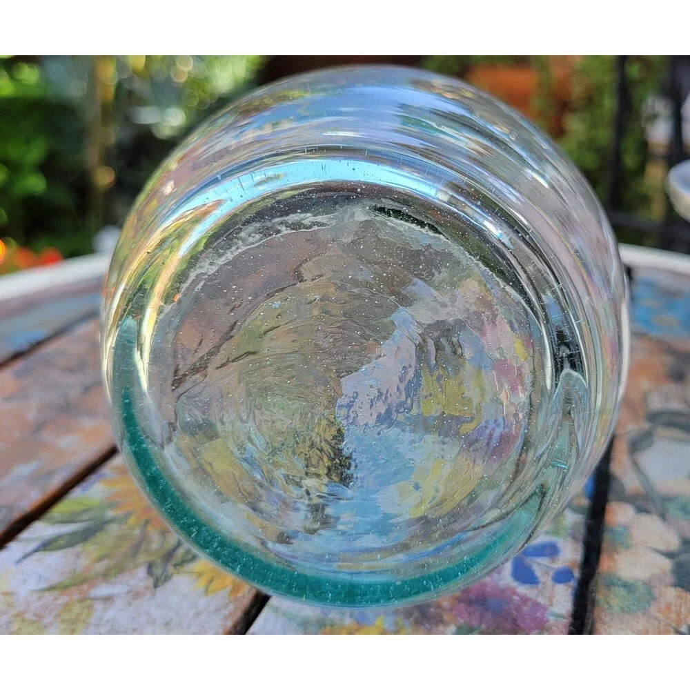 Hand‑Blown Bistrot Recycled Glass Decanter – Aqua Blue Tint, French‑Style Bottle